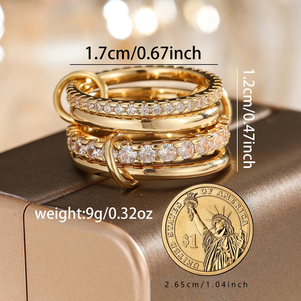 Stijlvolle Twee-Kleur Vier-Ringen Set™