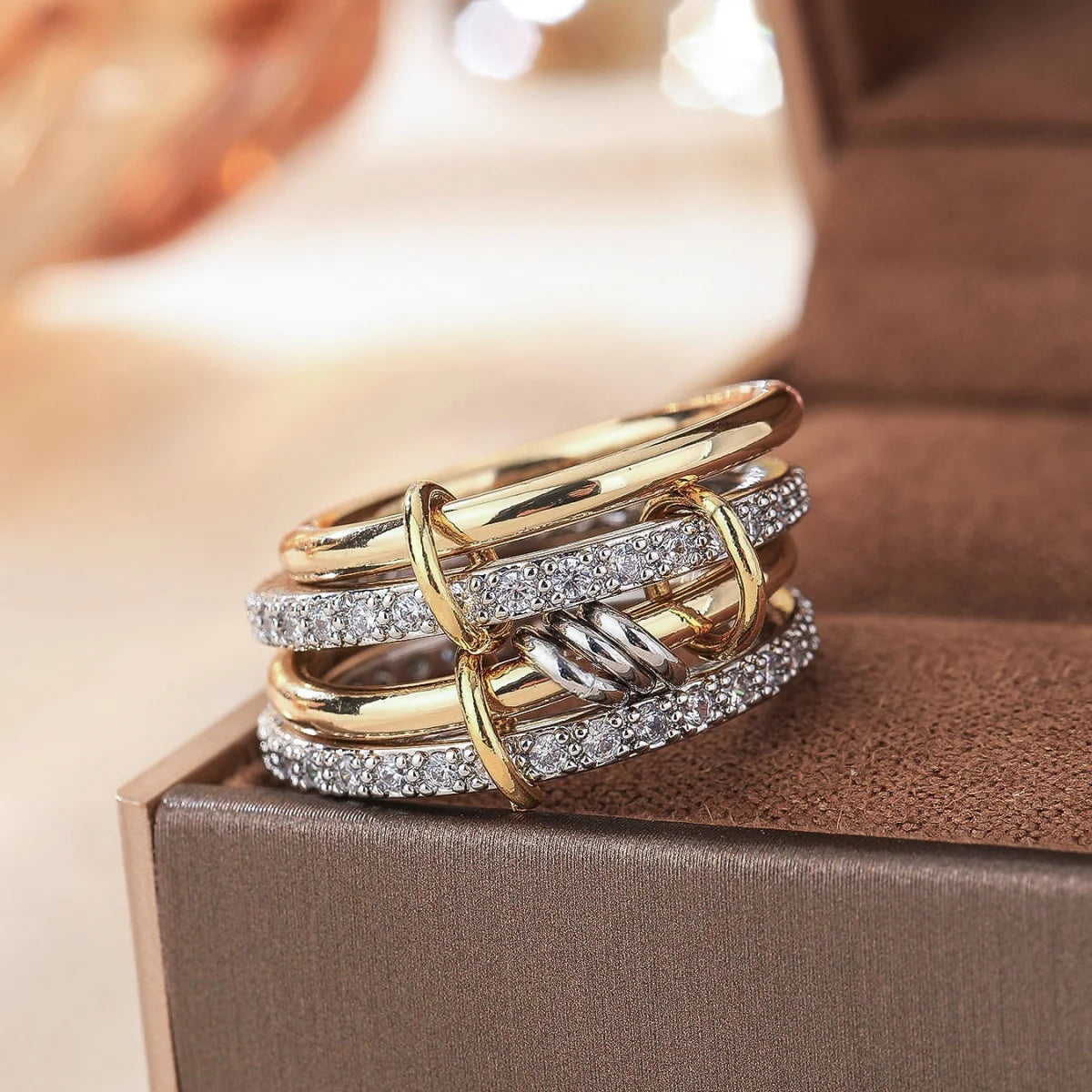 Stijlvolle Twee-Kleur Vier-Ringen Set™
