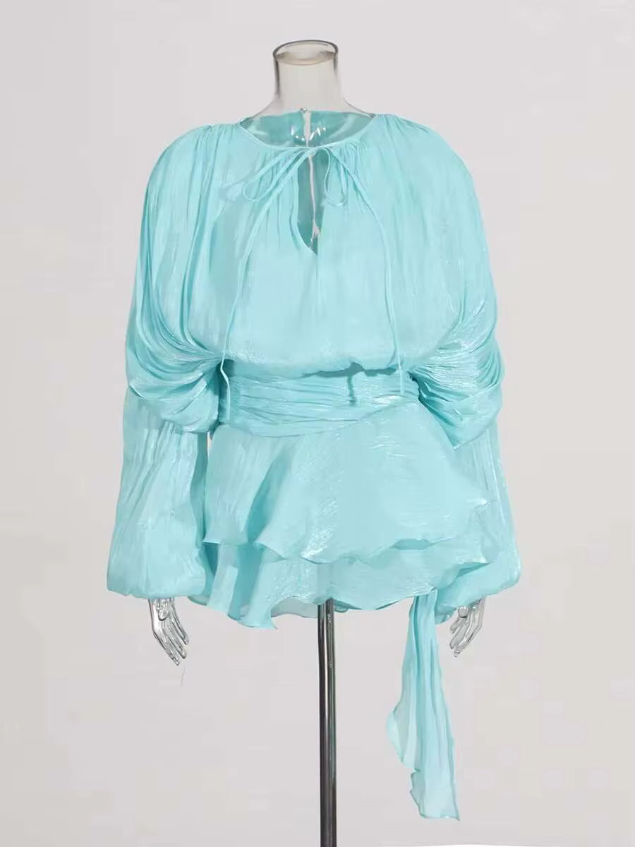 Elizora™ – Elegante Mini Jurk met V-Hals en Kantdetail