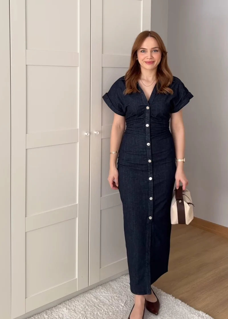 Elegante Denim MIDI Jurk™
