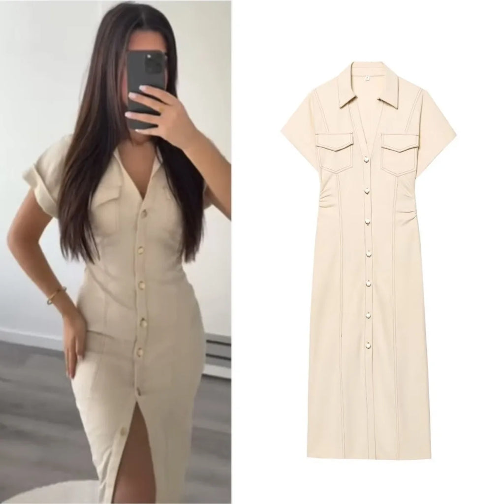 Elegante Denim MIDI Jurk™