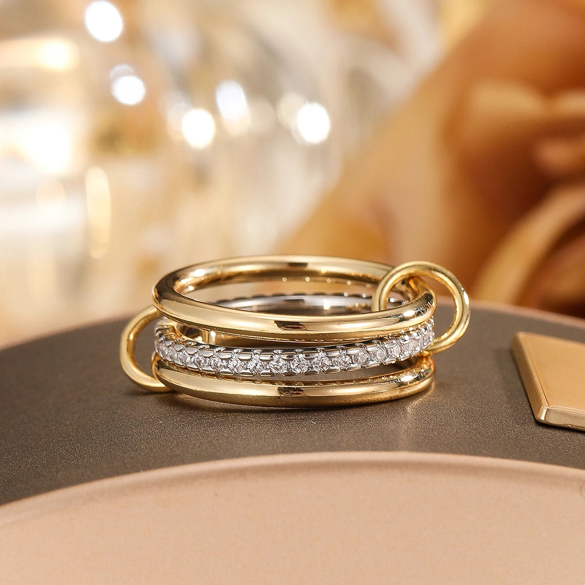 Stijlvolle Twee-Kleur Vier-Ringen Set™