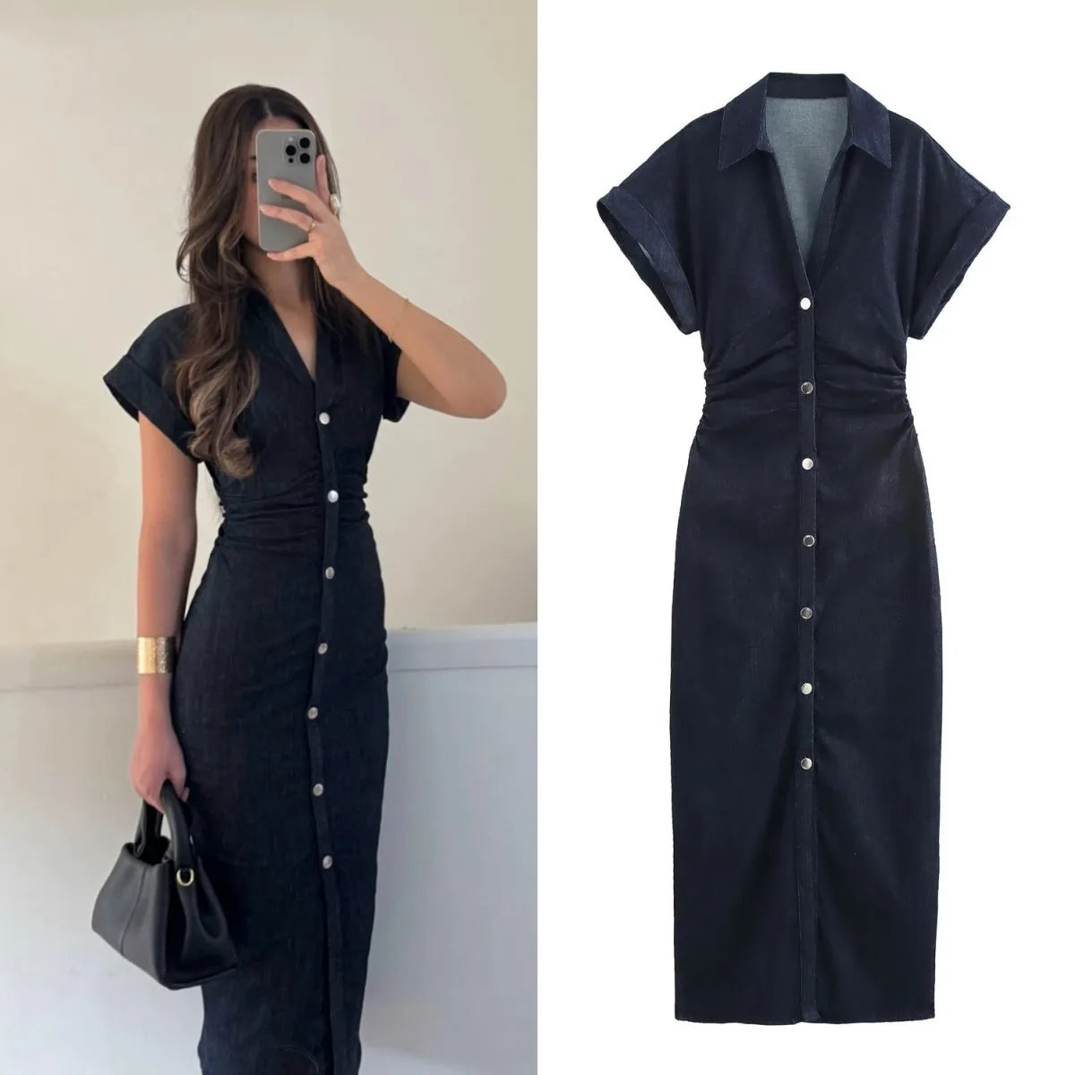 Elegante Denim MIDI Jurk™