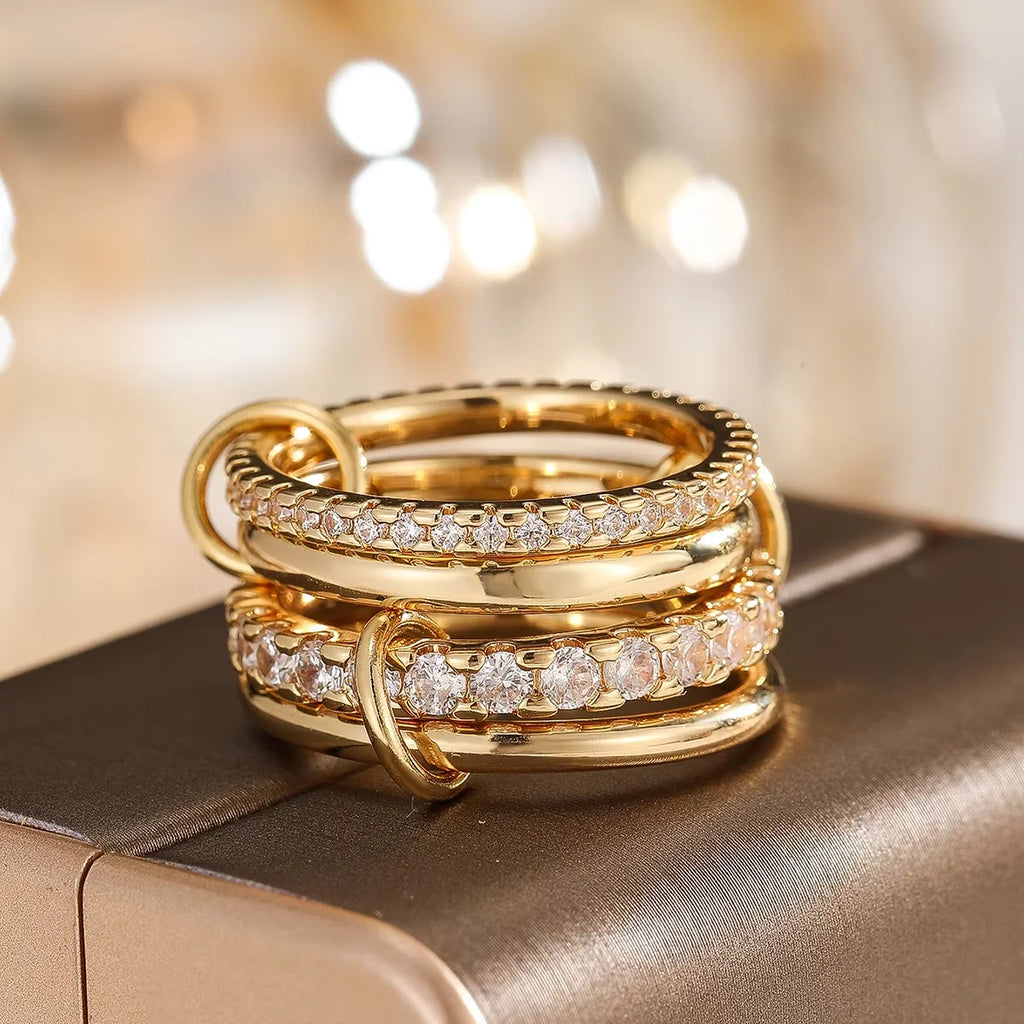 Stijlvolle Twee-Kleur Vier-Ringen Set™