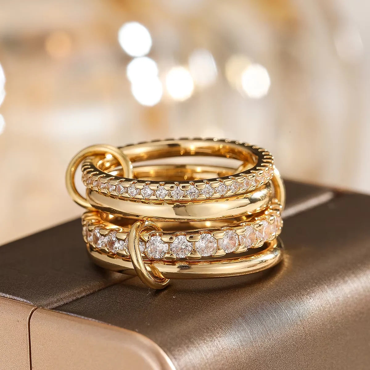 Stijlvolle Twee-Kleur Vier-Ringen Set™