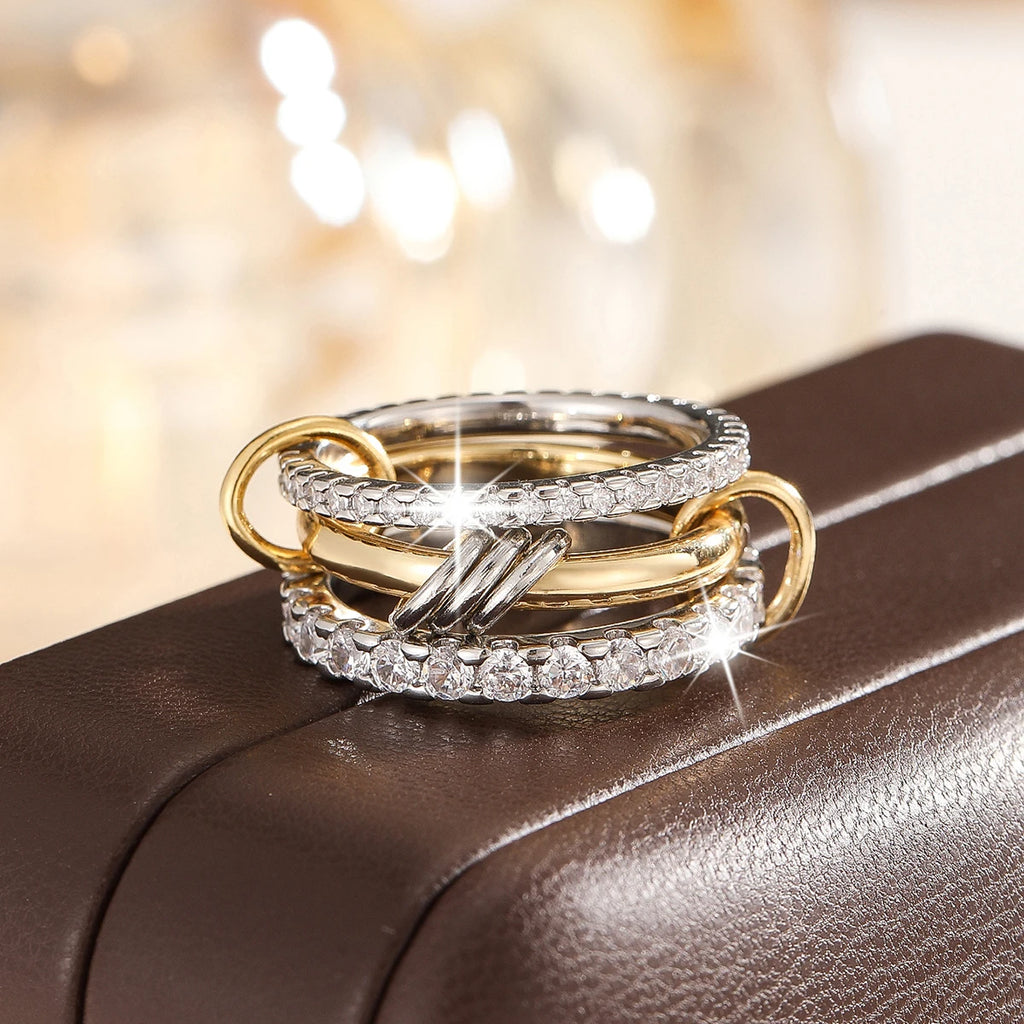 Stijlvolle Twee-Kleur Vier-Ringen Set™