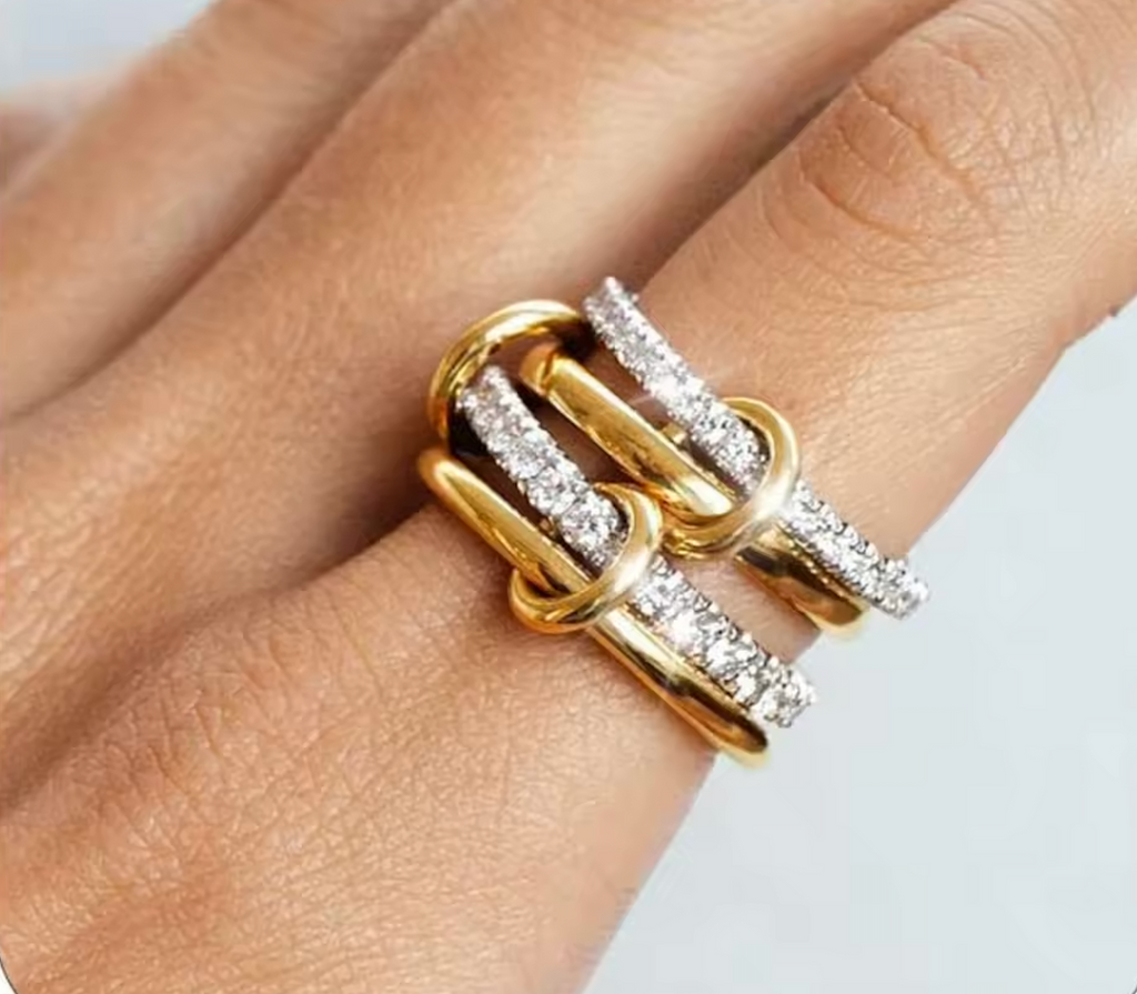 Stijlvolle Twee-Kleur Vier-Ringen Set™