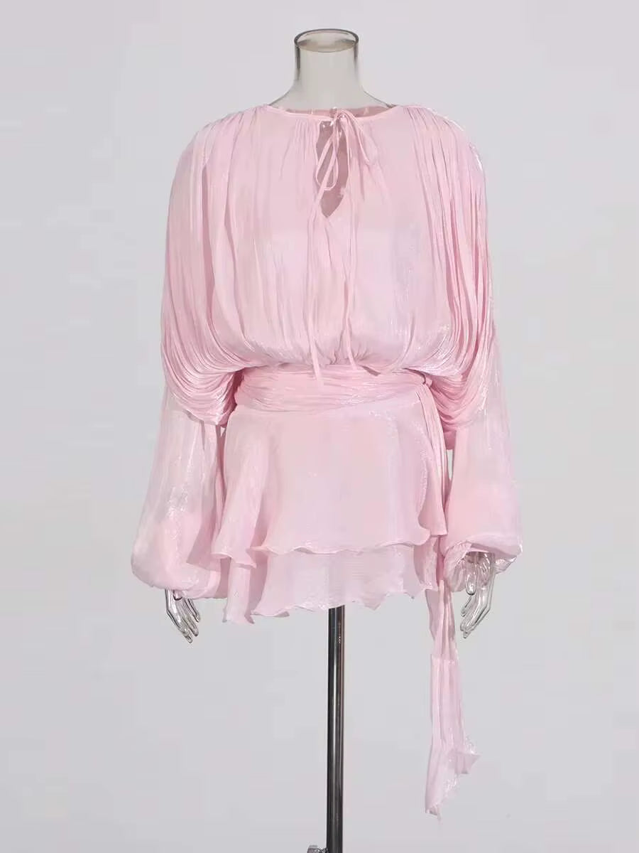 Elizora™ – Elegante Mini Jurk met V-Hals en Kantdetail