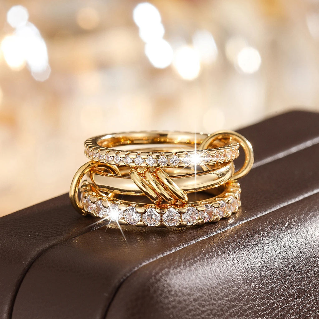 Stijlvolle Twee-Kleur Vier-Ringen Set™