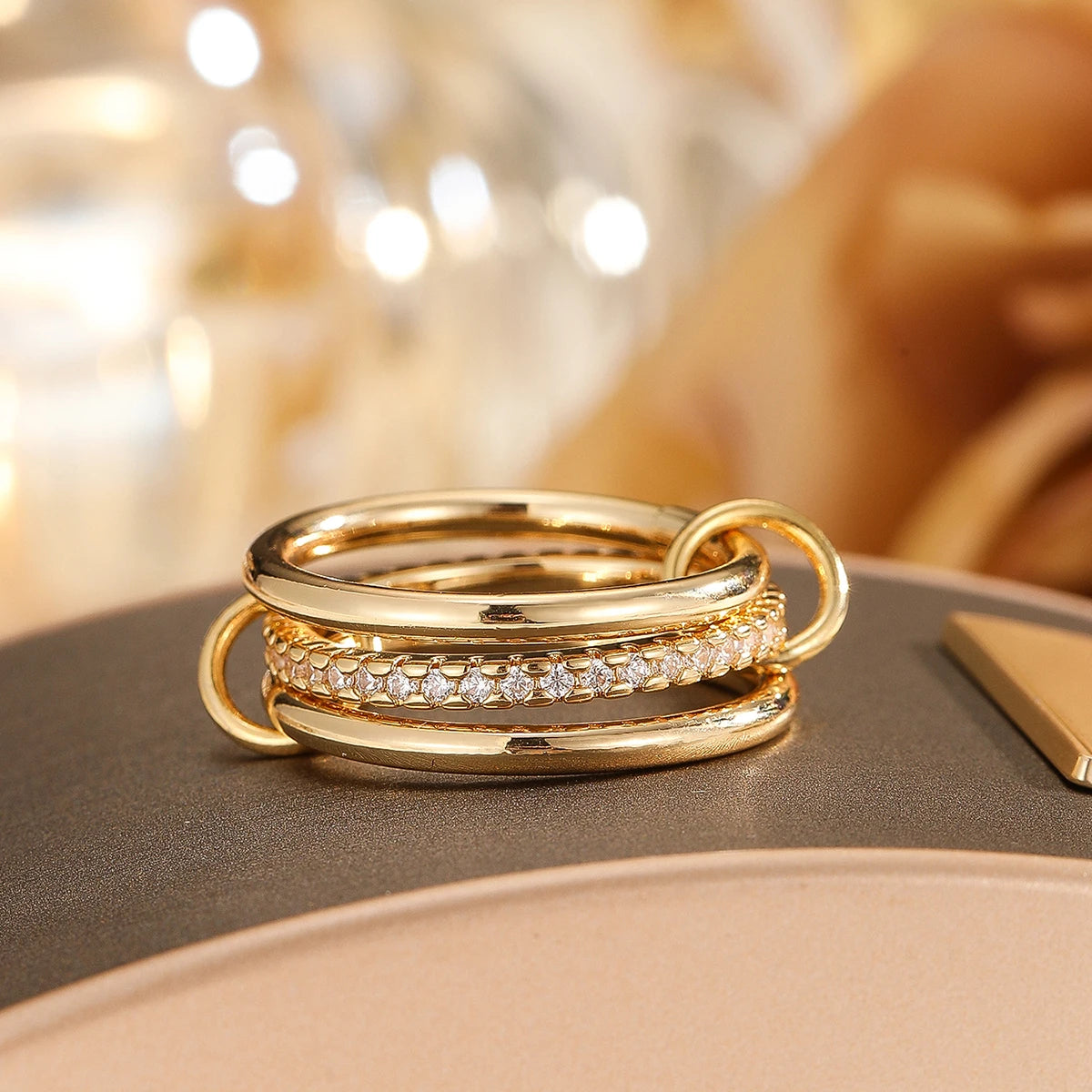 Stijlvolle Twee-Kleur Vier-Ringen Set™