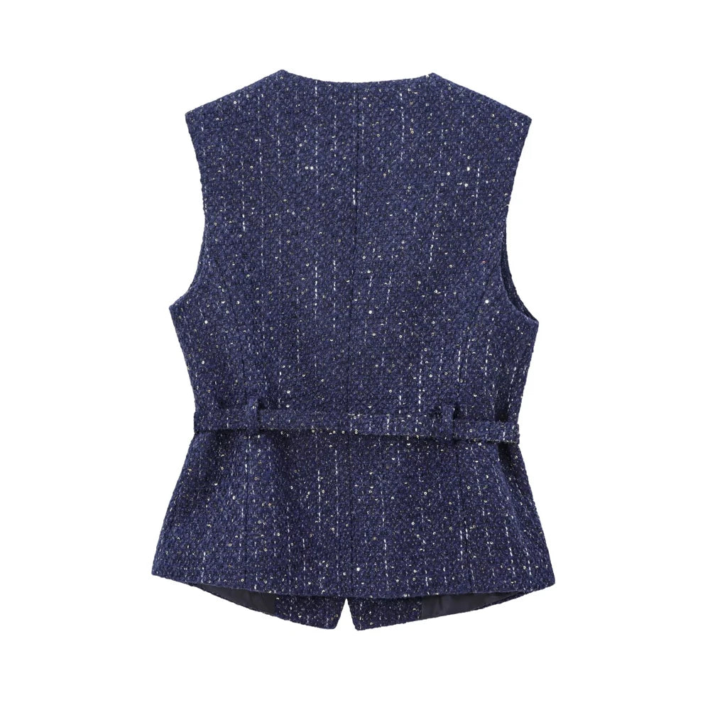 Florence™ tweed gilet met riem