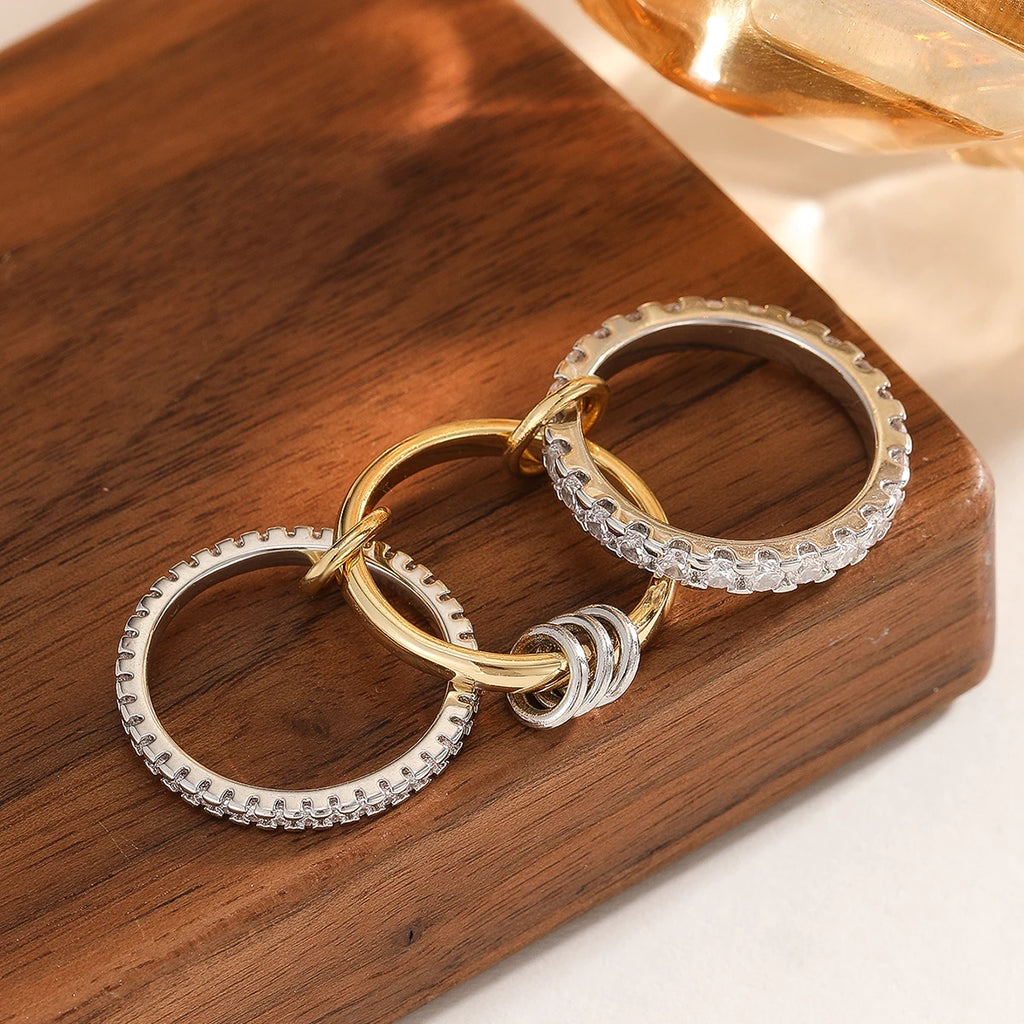 Stijlvolle Twee-Kleur Vier-Ringen Set™